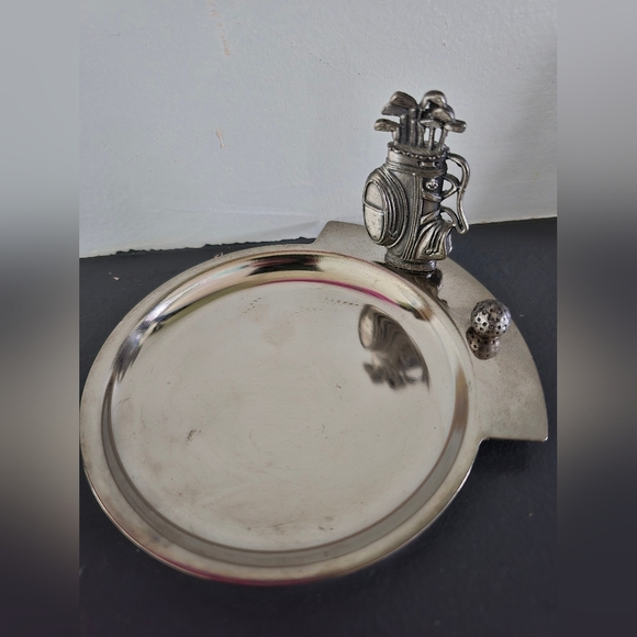 GOLF Trinket Dish Tray Caddy Silver Tone Coin Pocket Change - Picture 6 of 6